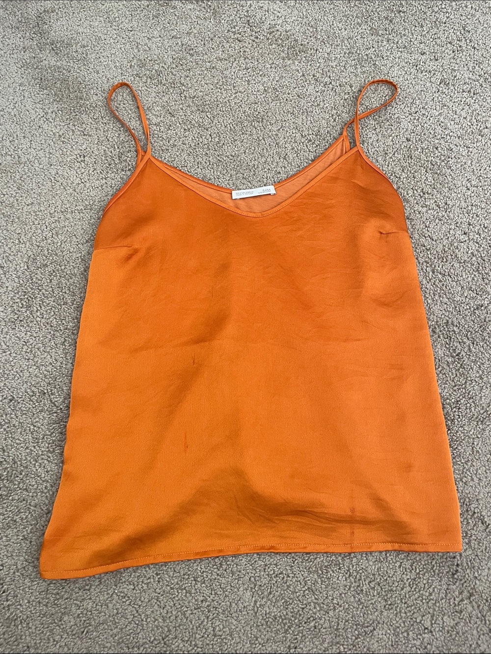 Zara Silky Orange Spaghetti Strap Camisole